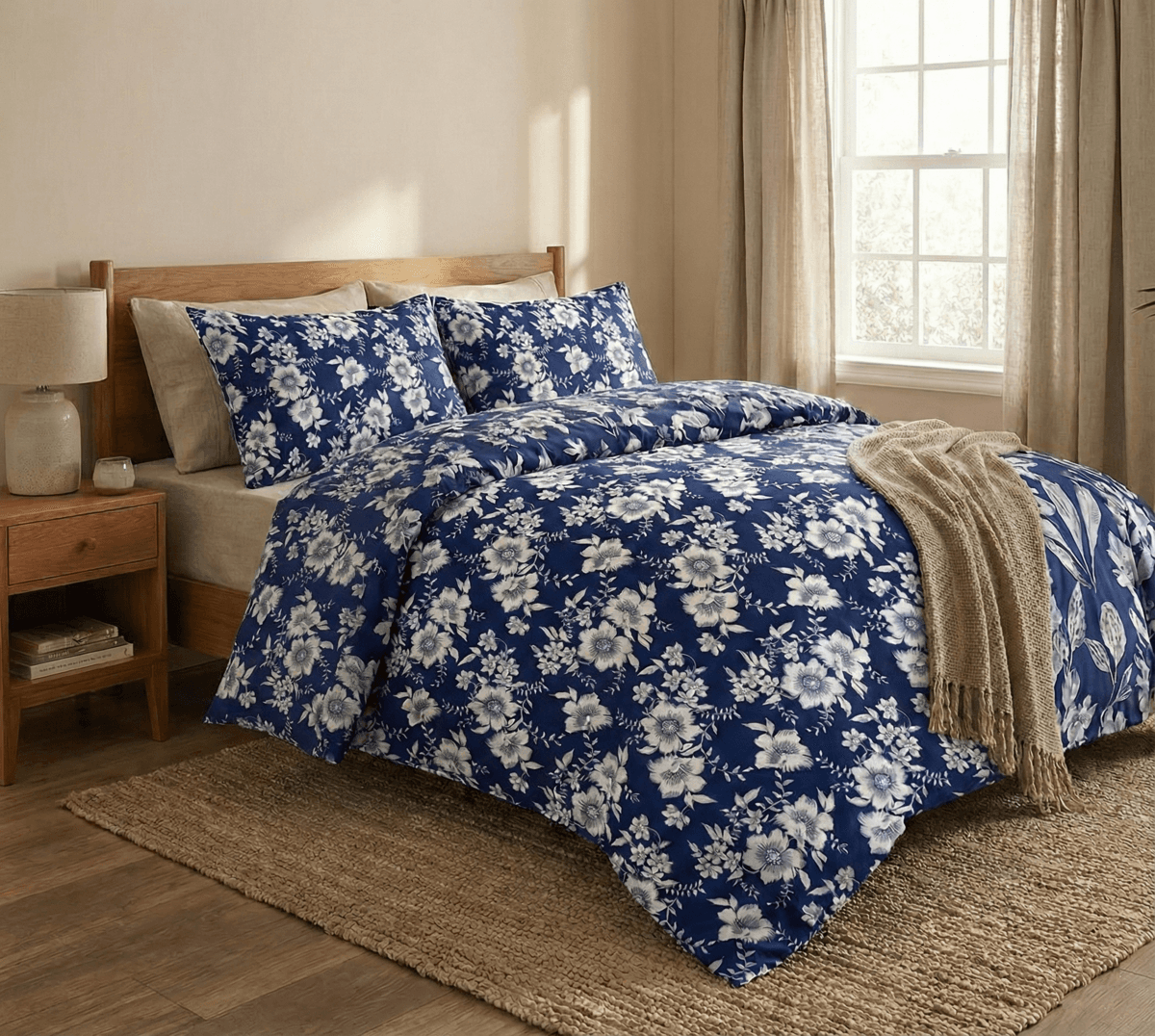 Pościel Flanelowa 1035 Granat Tło 160x200